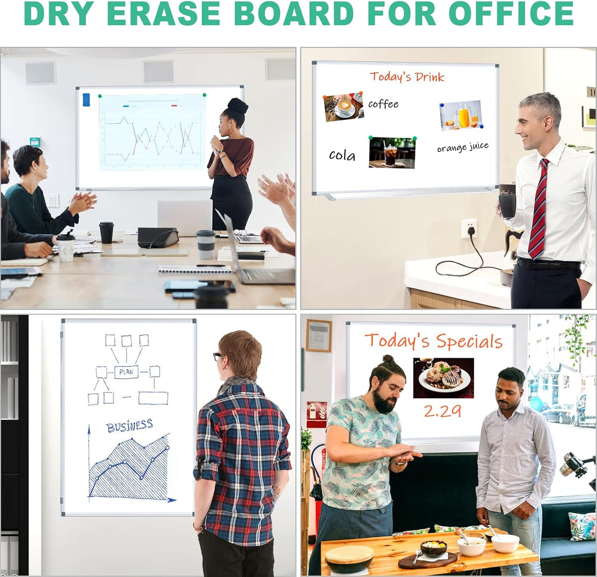 3' x 2' Magnetic Whiteboard Large Dry Erase White Board 36"x24" Aluminum Presentation Whiteboard with Long Pen Tray, 6 Markers, 2 Erasers &12 Magnets