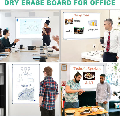 3' x 2' Magnetic Whiteboard Large Dry Erase White Board 36"x24" Aluminum Presentation Whiteboard with Long Pen Tray, 6 Markers, 2 Erasers &12 Magnets