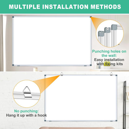 3' x 2' Magnetic Whiteboard Large Dry Erase White Board 36"x24" Aluminum Presentation Whiteboard with Long Pen Tray, 6 Markers, 2 Erasers &12 Magnets
