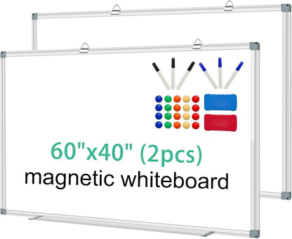 3' x 2' Magnetic Whiteboard Large Dry Erase White Board 36"x24" Aluminum Presentation Whiteboard with Long Pen Tray, 6 Markers, 2 Erasers &12 Magnets