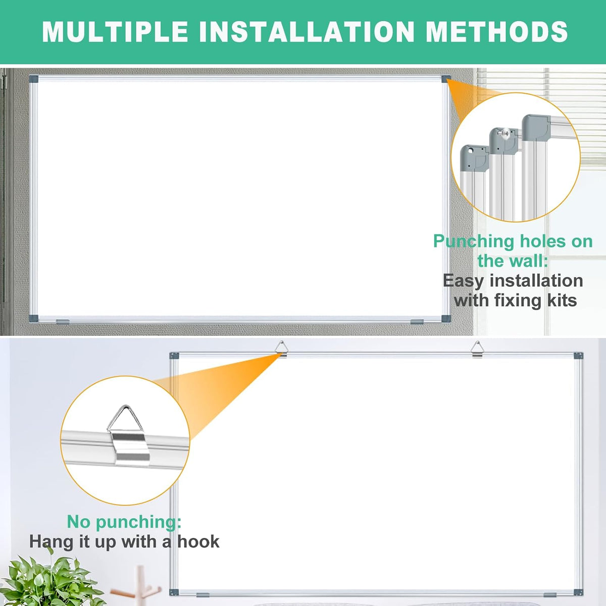 3' x 2' Magnetic Whiteboard Large Dry Erase White Board 36"x24" Aluminum Presentation Whiteboard with Long Pen Tray, 6 Markers, 2 Erasers &12 Magnets