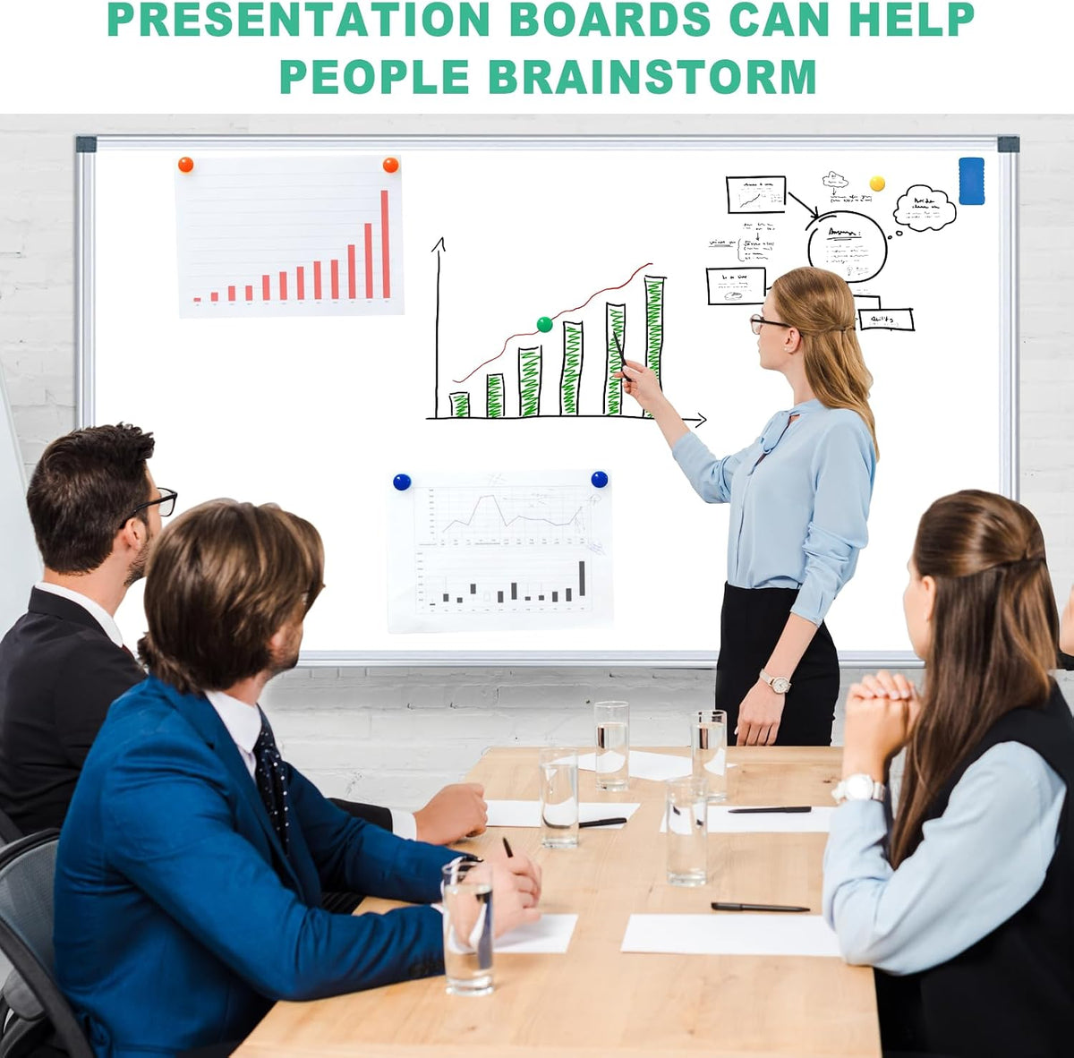 3' x 2' Magnetic Whiteboard Large Dry Erase White Board 36"x24" Aluminum Presentation Whiteboard with Long Pen Tray, 6 Markers, 2 Erasers &12 Magnets
