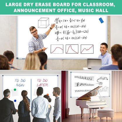 3' x 2' Magnetic Whiteboard Large Dry Erase White Board 36"x24" Aluminum Presentation Whiteboard with Long Pen Tray, 6 Markers, 2 Erasers &12 Magnets