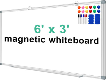 3' x 2' Magnetic Whiteboard Large Dry Erase White Board 36"x24" Aluminum Presentation Whiteboard with Long Pen Tray, 6 Markers, 2 Erasers &12 Magnets