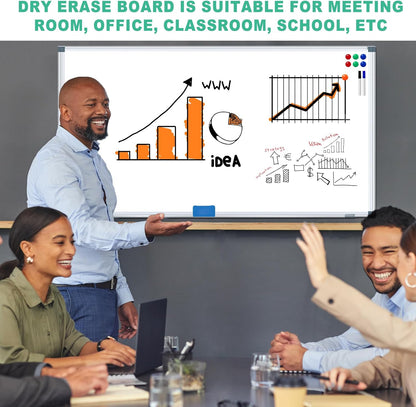 3' x 2' Magnetic Whiteboard Large Dry Erase White Board 36"x24" Aluminum Presentation Whiteboard with Long Pen Tray, 6 Markers, 2 Erasers &12 Magnets