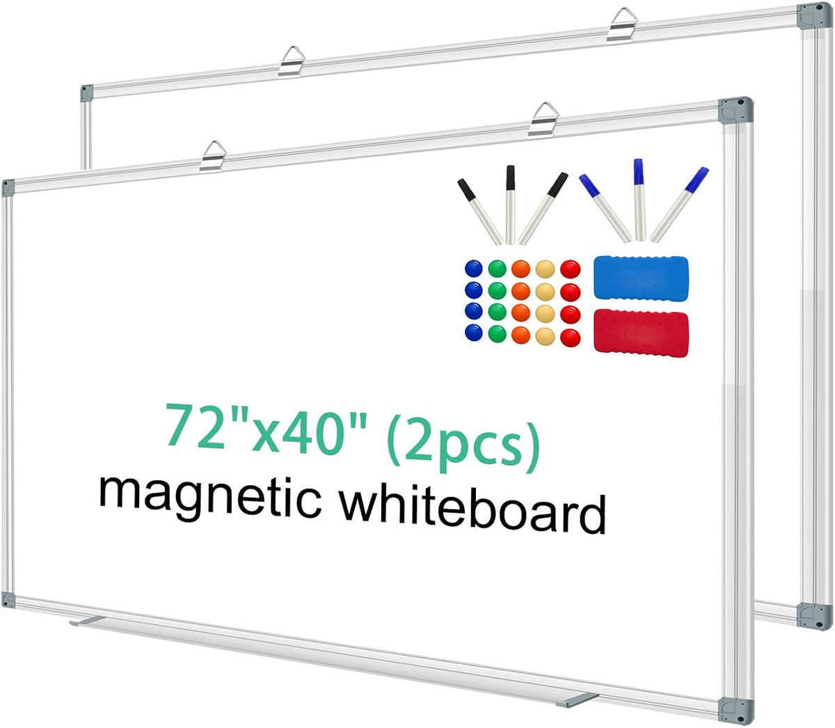 3' x 2' Magnetic Whiteboard Large Dry Erase White Board 36"x24" Aluminum Presentation Whiteboard with Long Pen Tray, 6 Markers, 2 Erasers &12 Magnets