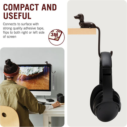 Monkey Business Rusty The Dog Tail Hook for Computer Screen, Desk Headphone Hanger Organizer Decorative Hooks, Adhesive Hook for Hanging Keys Cables Hats and Computer Accessories