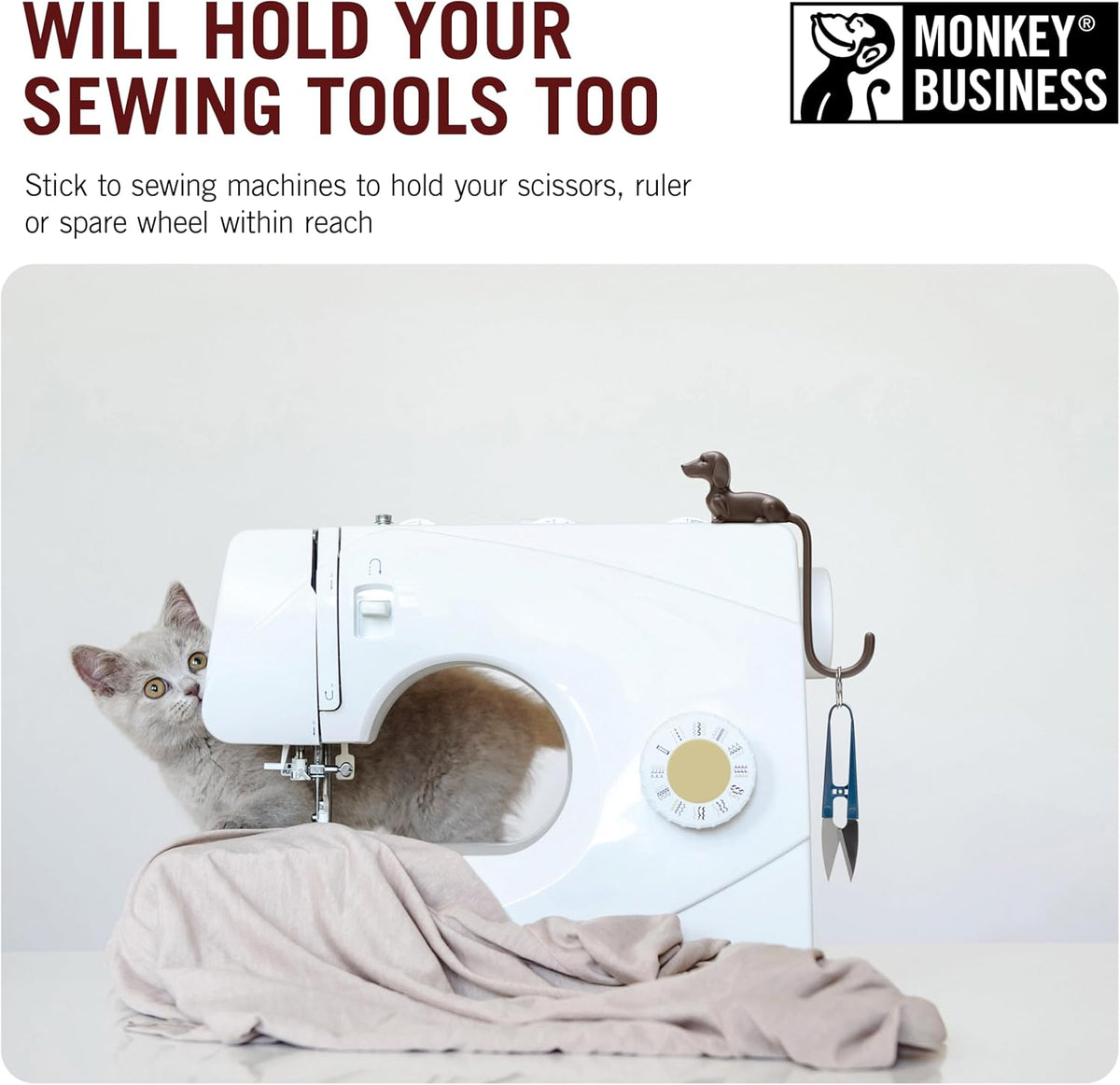 Monkey Business Rusty The Dog Tail Hook for Computer Screen, Desk Headphone Hanger Organizer Decorative Hooks, Adhesive Hook for Hanging Keys Cables Hats and Computer Accessories