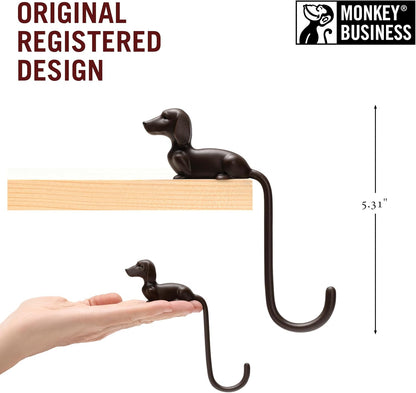 Monkey Business Rusty The Dog Tail Hook for Computer Screen, Desk Headphone Hanger Organizer Decorative Hooks, Adhesive Hook for Hanging Keys Cables Hats and Computer Accessories