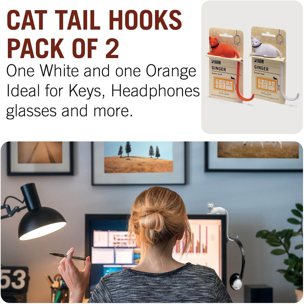 Monkey Business Rusty The Dog Tail Hook for Computer Screen, Desk Headphone Hanger Organizer Decorative Hooks, Adhesive Hook for Hanging Keys Cables Hats and Computer Accessories