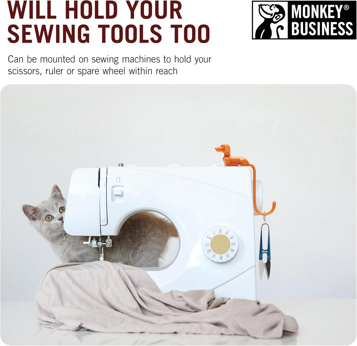 Monkey Business Rusty The Dog Tail Hook for Computer Screen, Desk Headphone Hanger Organizer Decorative Hooks, Adhesive Hook for Hanging Keys Cables Hats and Computer Accessories