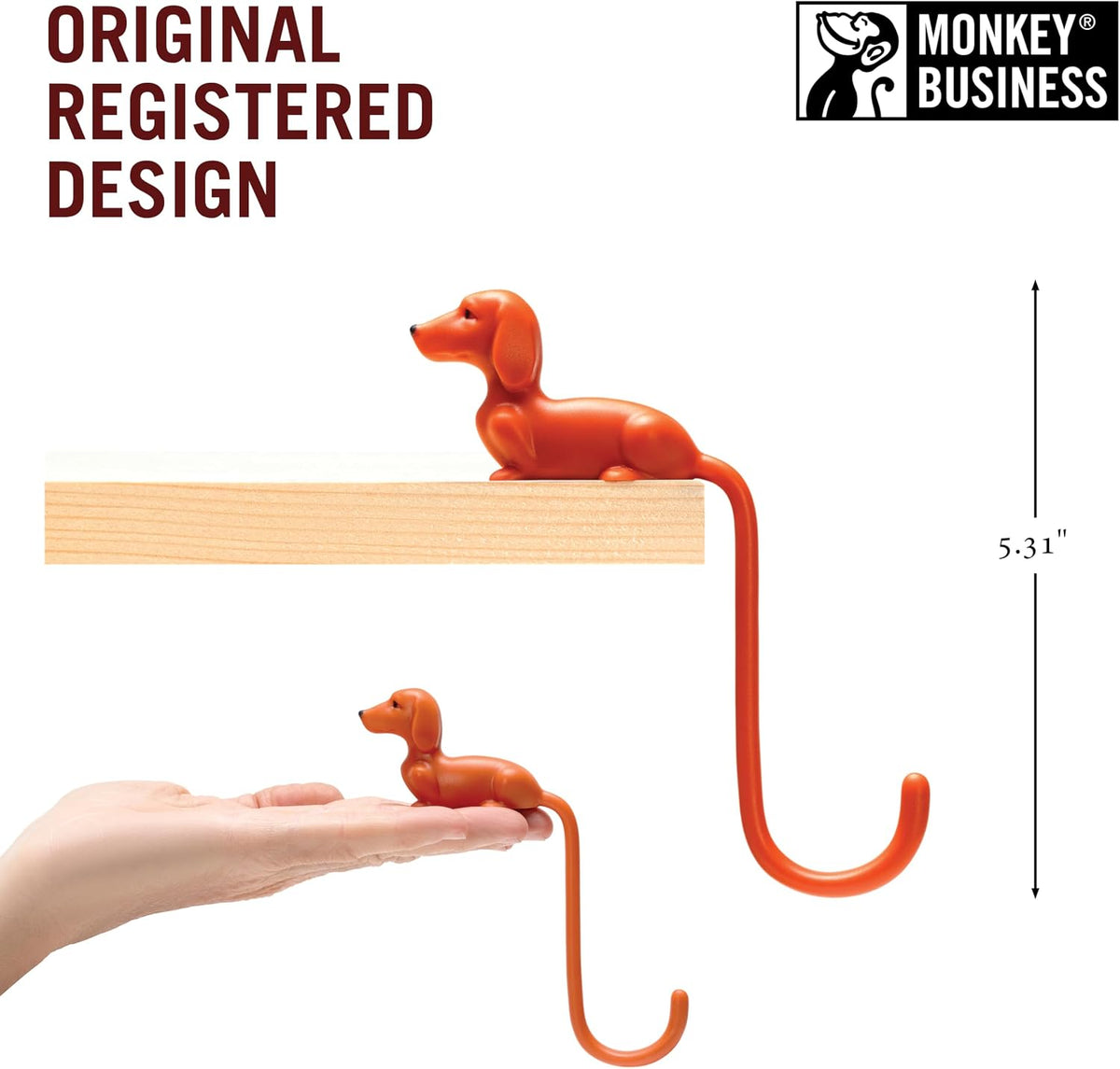 Monkey Business Rusty The Dog Tail Hook for Computer Screen, Desk Headphone Hanger Organizer Decorative Hooks, Adhesive Hook for Hanging Keys Cables Hats and Computer Accessories