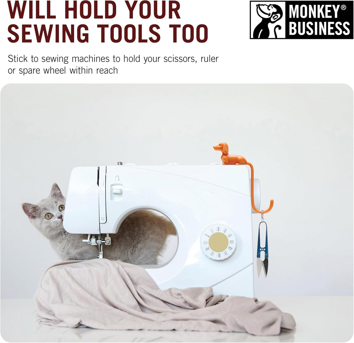 Monkey Business Rusty The Dog Tail Hook for Computer Screen, Desk Headphone Hanger Organizer Decorative Hooks, Adhesive Hook for Hanging Keys Cables Hats and Computer Accessories