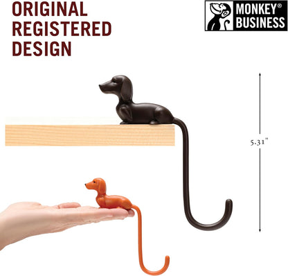 Monkey Business Rusty The Dog Tail Hook for Computer Screen, Desk Headphone Hanger Organizer Decorative Hooks, Adhesive Hook for Hanging Keys Cables Hats and Computer Accessories