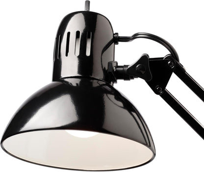56963 31.5" Multi-Joint Desk Lamp with Metal Clamp, Black, On/Off Rotary Switch on Shade, Partially Adjustable Swing Arm, Home Essentials, Reading Light, Office Décor