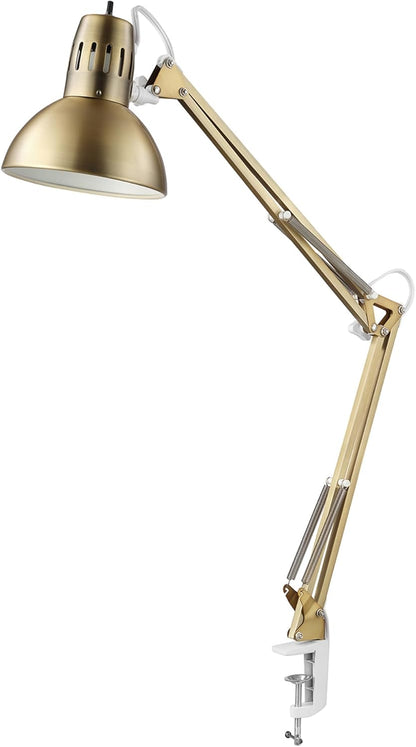 56963 31.5" Multi-Joint Desk Lamp with Metal Clamp, Black, On/Off Rotary Switch on Shade, Partially Adjustable Swing Arm, Home Essentials, Reading Light, Office Décor