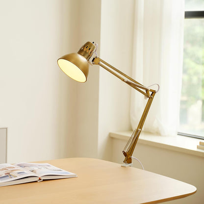 56963 31.5" Multi-Joint Desk Lamp with Metal Clamp, Black, On/Off Rotary Switch on Shade, Partially Adjustable Swing Arm, Home Essentials, Reading Light, Office Décor