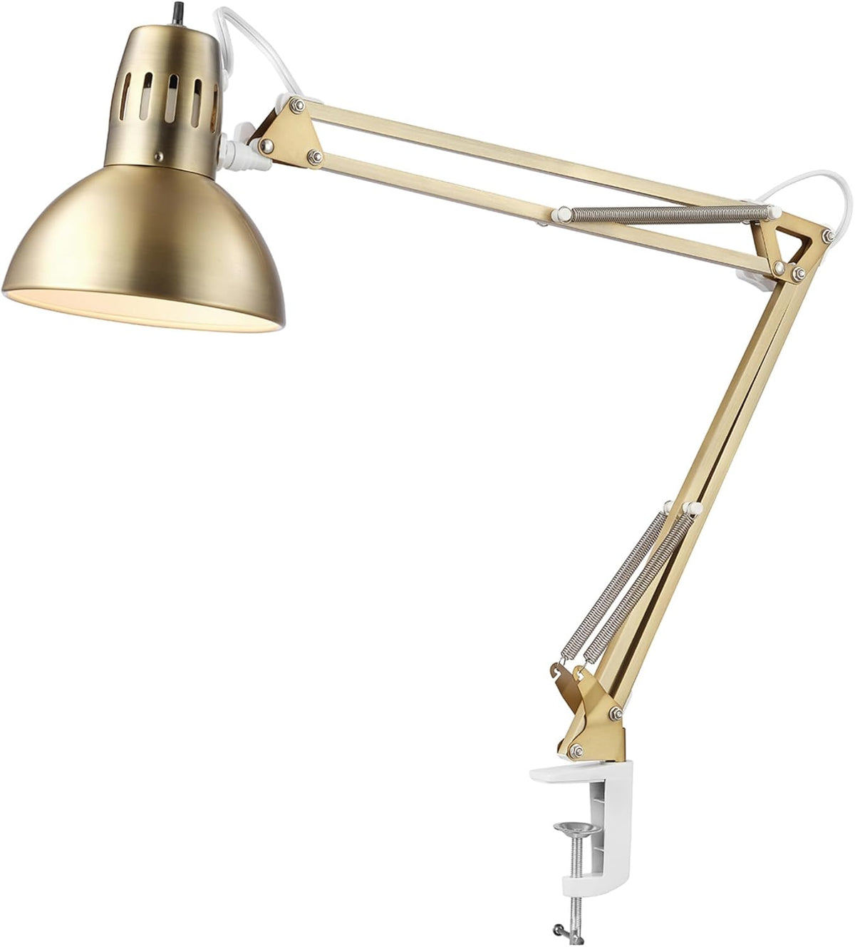 56963 31.5" Multi-Joint Desk Lamp with Metal Clamp, Black, On/Off Rotary Switch on Shade, Partially Adjustable Swing Arm, Home Essentials, Reading Light, Office Décor