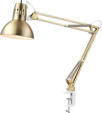 56963 31.5" Multi-Joint Desk Lamp with Metal Clamp, Black, On/Off Rotary Switch on Shade, Partially Adjustable Swing Arm, Home Essentials, Reading Light, Office Décor