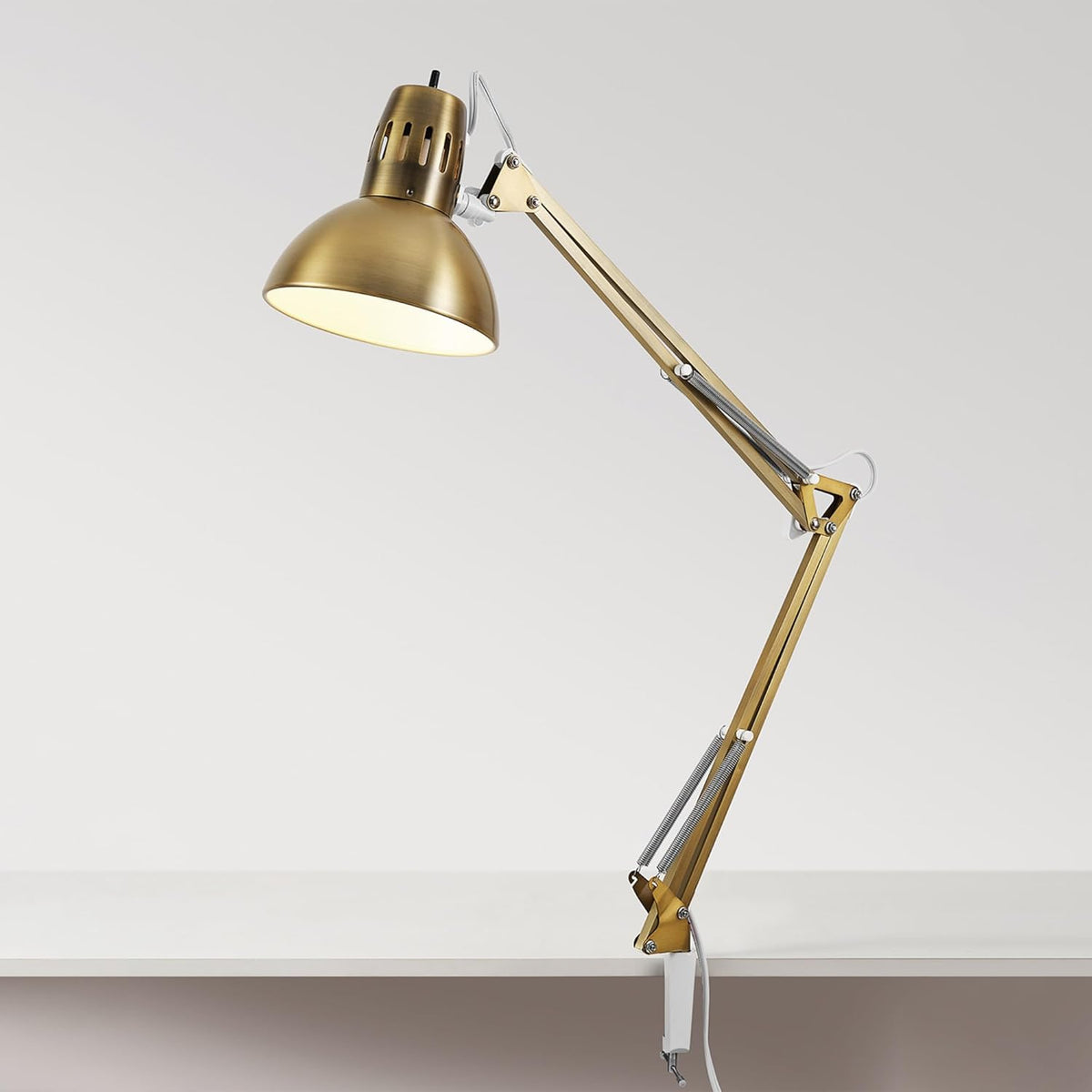 56963 31.5" Multi-Joint Desk Lamp with Metal Clamp, Black, On/Off Rotary Switch on Shade, Partially Adjustable Swing Arm, Home Essentials, Reading Light, Office Décor