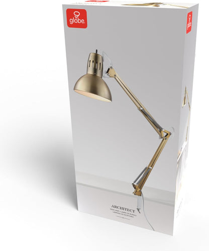 56963 31.5" Multi-Joint Desk Lamp with Metal Clamp, Black, On/Off Rotary Switch on Shade, Partially Adjustable Swing Arm, Home Essentials, Reading Light, Office Décor
