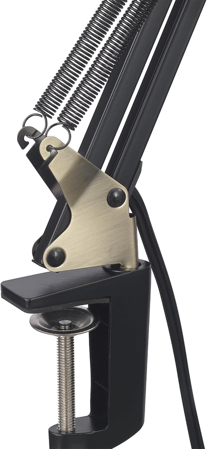 56963 31.5" Multi-Joint Desk Lamp with Metal Clamp, Black, On/Off Rotary Switch on Shade, Partially Adjustable Swing Arm, Home Essentials, Reading Light, Office Décor