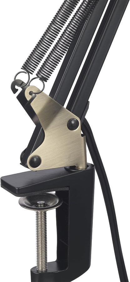 56963 31.5" Multi-Joint Desk Lamp with Metal Clamp, Black, On/Off Rotary Switch on Shade, Partially Adjustable Swing Arm, Home Essentials, Reading Light, Office Décor