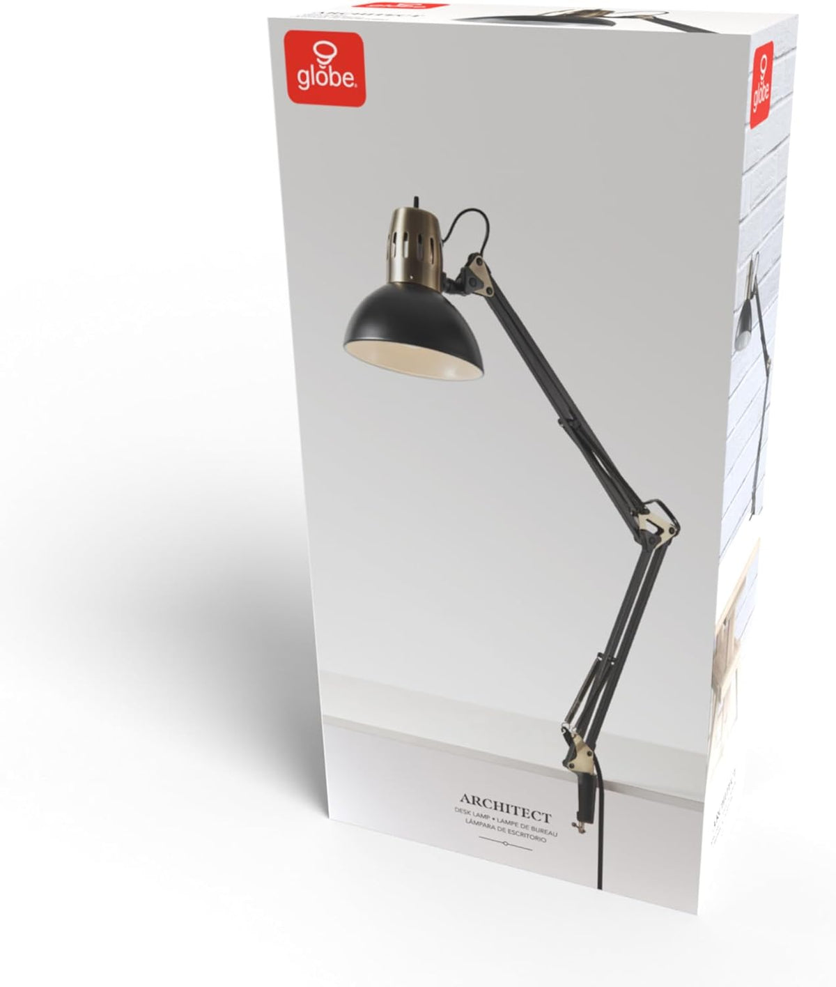 56963 31.5" Multi-Joint Desk Lamp with Metal Clamp, Black, On/Off Rotary Switch on Shade, Partially Adjustable Swing Arm, Home Essentials, Reading Light, Office Décor