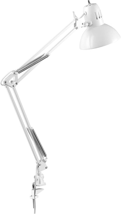 56963 31.5" Multi-Joint Desk Lamp with Metal Clamp, Black, On/Off Rotary Switch on Shade, Partially Adjustable Swing Arm, Home Essentials, Reading Light, Office Décor