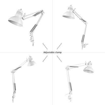 56963 31.5" Multi-Joint Desk Lamp with Metal Clamp, Black, On/Off Rotary Switch on Shade, Partially Adjustable Swing Arm, Home Essentials, Reading Light, Office Décor