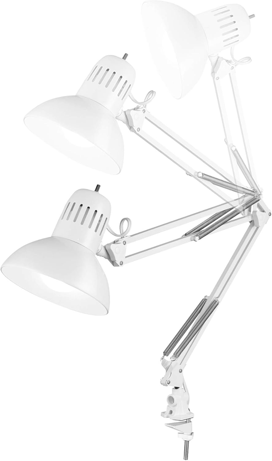 56963 31.5" Multi-Joint Desk Lamp with Metal Clamp, Black, On/Off Rotary Switch on Shade, Partially Adjustable Swing Arm, Home Essentials, Reading Light, Office Décor