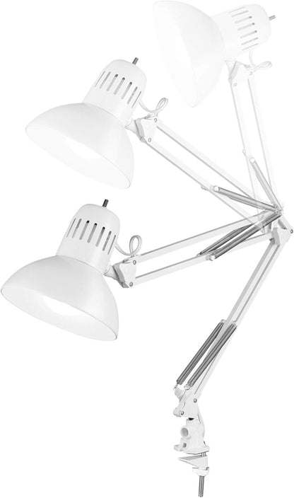 56963 31.5" Multi-Joint Desk Lamp with Metal Clamp, Black, On/Off Rotary Switch on Shade, Partially Adjustable Swing Arm, Home Essentials, Reading Light, Office Décor
