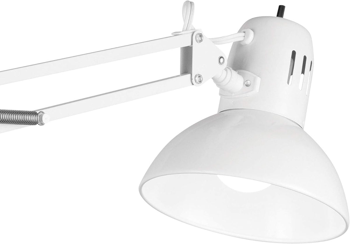 56963 31.5" Multi-Joint Desk Lamp with Metal Clamp, Black, On/Off Rotary Switch on Shade, Partially Adjustable Swing Arm, Home Essentials, Reading Light, Office Décor