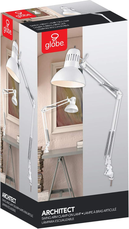 56963 31.5" Multi-Joint Desk Lamp with Metal Clamp, Black, On/Off Rotary Switch on Shade, Partially Adjustable Swing Arm, Home Essentials, Reading Light, Office Décor
