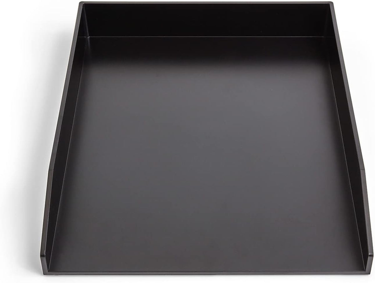 Front-Load Stackable Letter Tray, Plastic, Black, 4/Carton