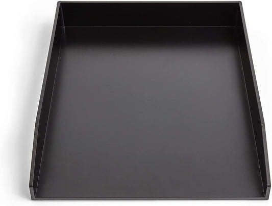 Front-Load Stackable Letter Tray, Plastic, Black, 4/Carton