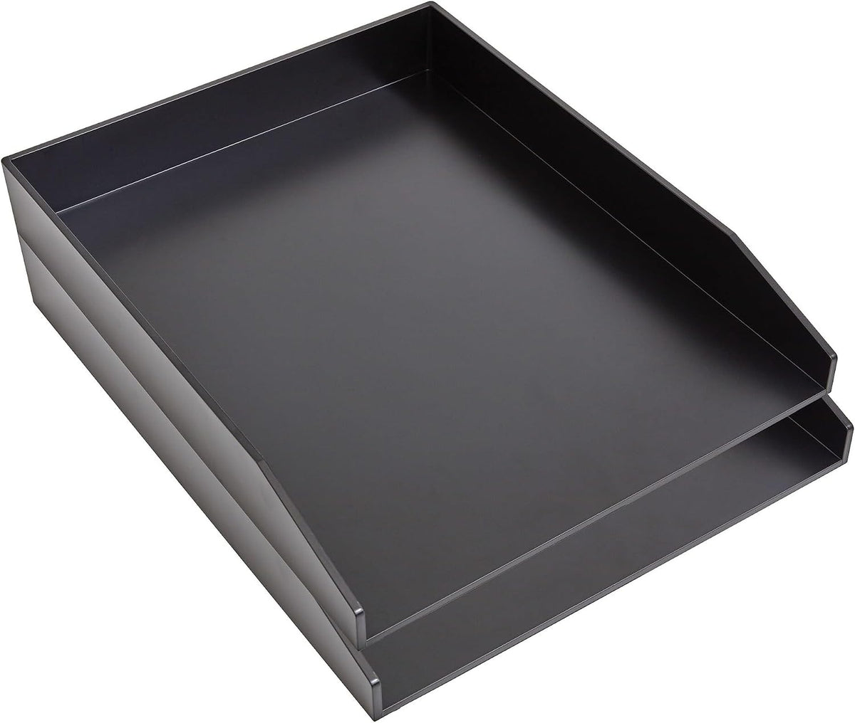 Front-Load Stackable Letter Tray, Plastic, Black, 4/Carton