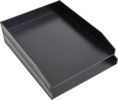 Front-Load Stackable Letter Tray, Plastic, Black, 4/Carton