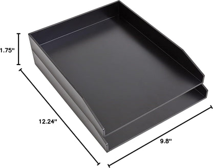 Front-Load Stackable Letter Tray, Plastic, Black, 4/Carton