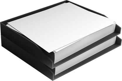 Front-Load Stackable Letter Tray, Plastic, Black, 4/Carton