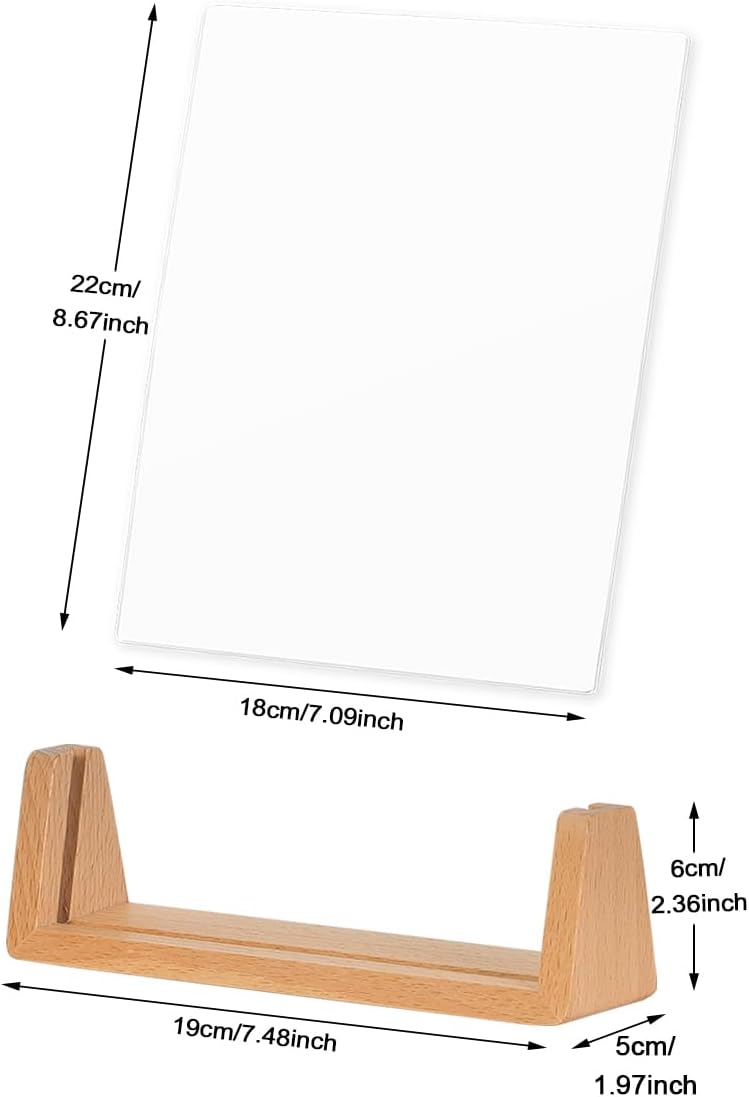 Acrylic Dry Erase White Board with Solid Wood Base, Clear Desktop Whiteboard Memo Board, Desktop Writing Note Pad, Mini Acrylic Board for Tabletop Display(Rustic Base,Acry)