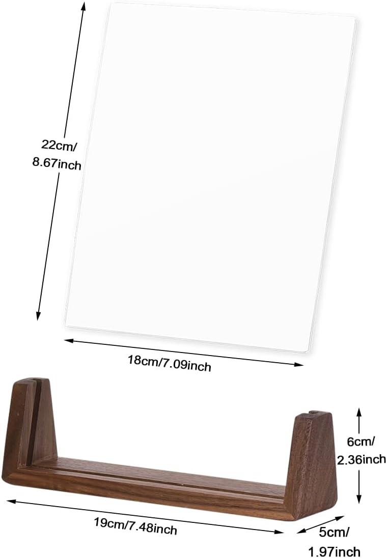 Acrylic Dry Erase White Board with Solid Wood Base, Clear Desktop Whiteboard Memo Board, Desktop Writing Note Pad, Mini Acrylic Board for Tabletop Display(Rustic Base,Acry)