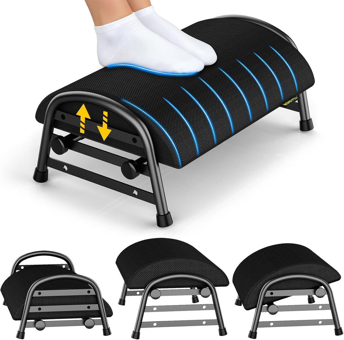 Adjustable Foot Rest for Under Desk at Work, 6 Positions - Black