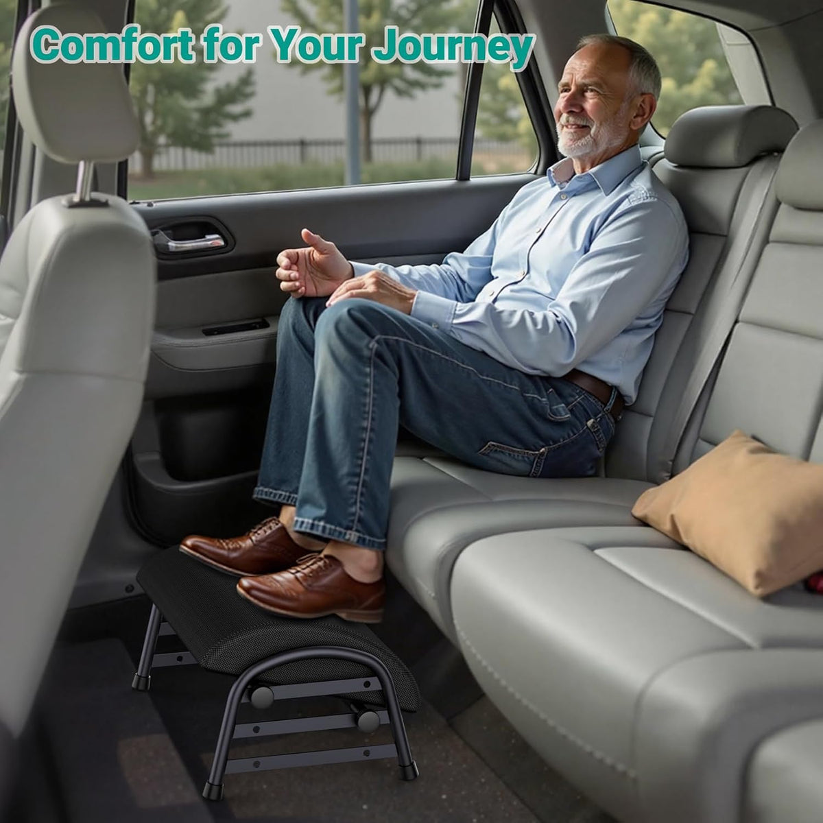 Adjustable Foot Rest for Under Desk at Work, 6 Positions - Black