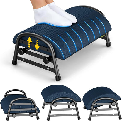 Adjustable Foot Rest for Under Desk at Work, 6 Positions - Black