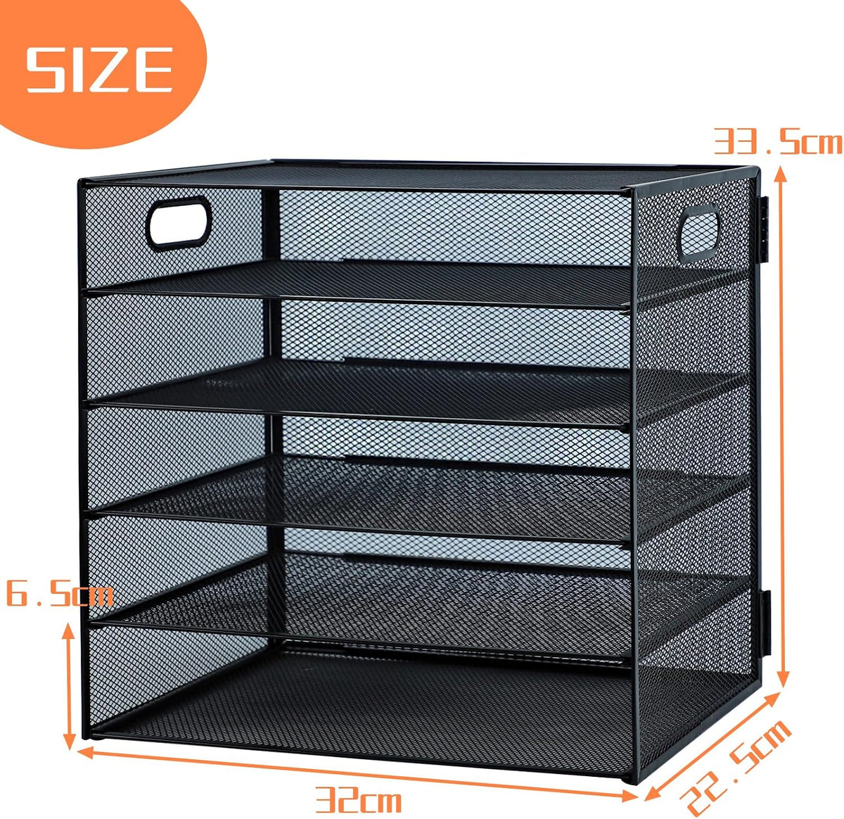 5-Tier Paper Letter Tray Organizer with File Holder，Paper Sorter Desk Organizer Metal mesh Desk Tray for Home Office School