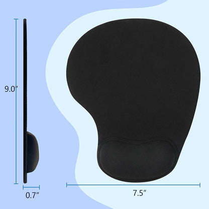Ergonomic Mouse Pad with Wrist Rest, Gel Wrist Support Mousepad, Pain Relief Laptop Computer Mouse Pad, Non-Slip Mouse Pads for Office & Home (Black, 9.5 x 8.3 in)