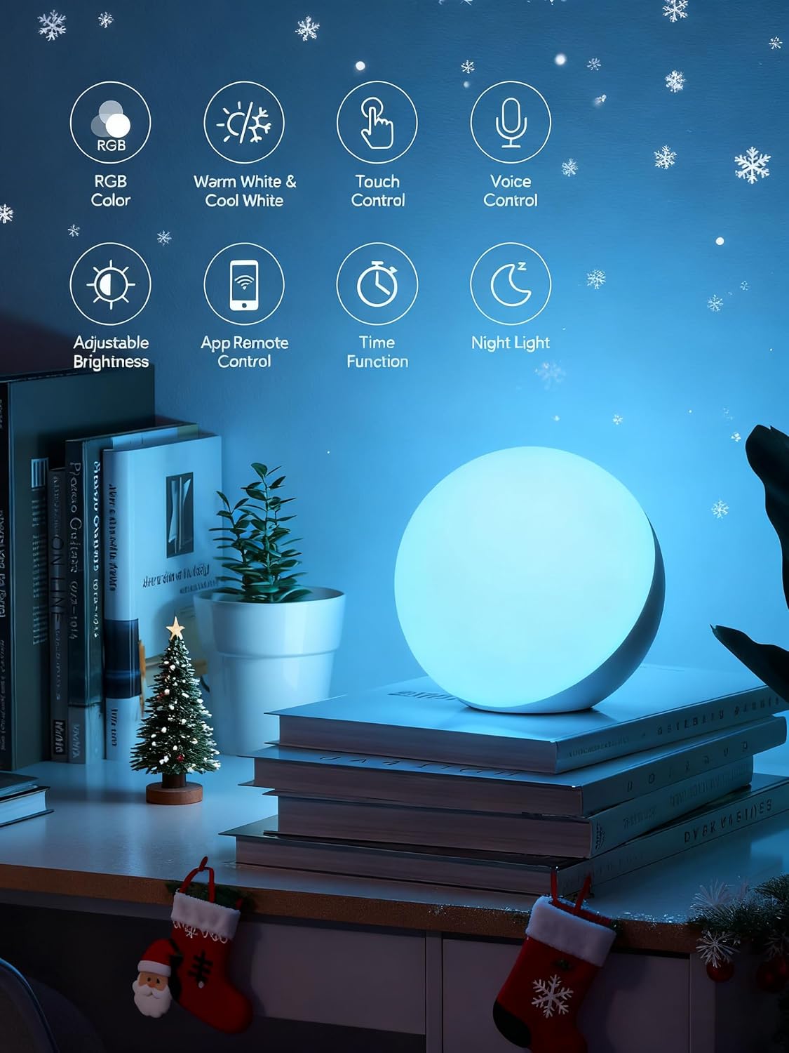 Hifree Smart Table Lamp, Dimmable Desk Lamp with App/Voice Control, LED RGB Color Changing Touch Lamp, Night Lamp for Bedroom Compatible with Alexa
