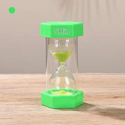 Colorful Sand Timers, Hourglass Sand Timers 5 Minutes Sandglass Timer with Protective Cover for Toothbrush Timer Games Classroom Home Office Cooking(Green+5Min)