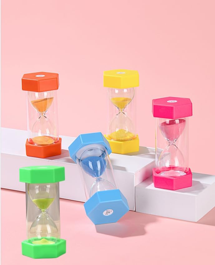 Colorful Sand Timers, Hourglass Sand Timers 5 Minutes Sandglass Timer with Protective Cover for Toothbrush Timer Games Classroom Home Office Cooking(Green+5Min)